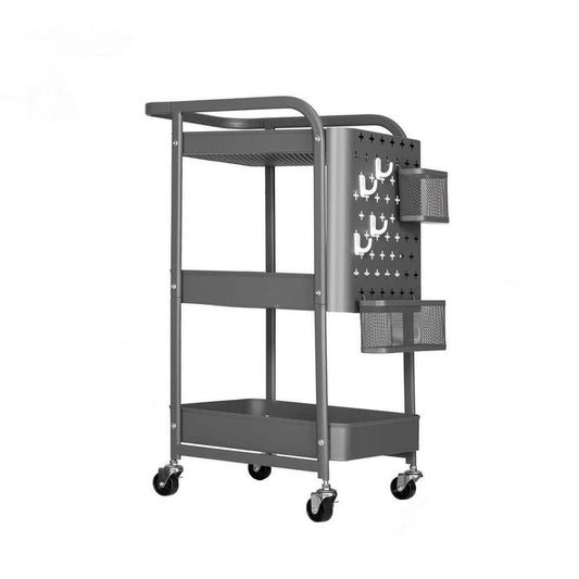 NEW - 3 Tier Gray Metal Storage Utility Rolling Cart with Wheels #1183