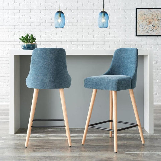 NEW - Benfield Twilight Blue Upholstered Bar Stools with Back (Set of 2) #1173