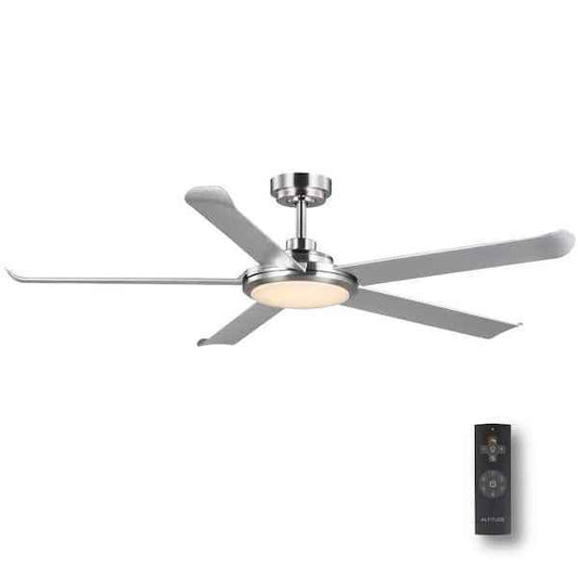 NEW - Altitude Arlette 60 in. LED Brushed Nickel Ceiling Fan with Remote Control #1125